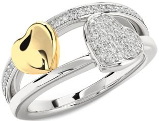 Diamond Silver & 10K gold Heart Ring