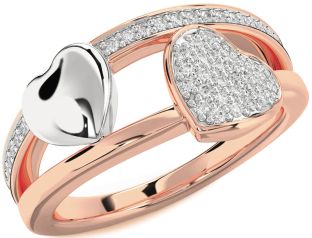 Diamond White Rose Gold Heart Ring