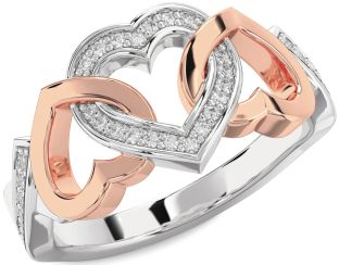 Diamond Platinum & Rose Gold Heart Ring