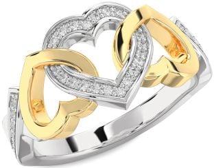 Diamond Silver & 10K gold Heart Ring