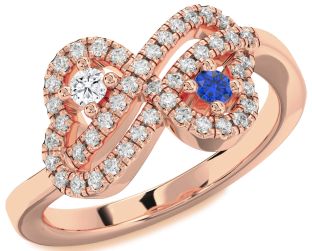 Diamond Rose Gold Infinity Heart Two Stone Promise Ring