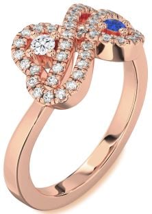 Diamond Rose Gold Infinity Heart Two Stone Promise Ring