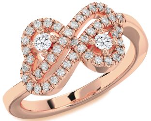 Diamond Rose Gold Infinity Heart Two Stone Ring