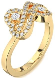 Diamond Gold Infinity Heart Two Stone Ring