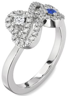 Diamond Platinum Infinity Heart Two Stone Promise Ring