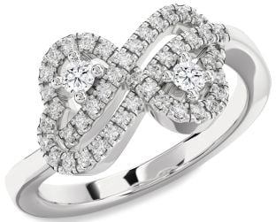 Diamond White Gold Infinity Heart Two Stone Ring