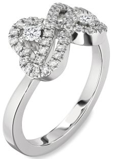 Diamond White Gold Infinity Heart Two Stone Ring