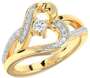 Diamond Gold Heart Promise Ring