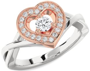 Diamond Platinum & Rose Gold Heart Promise Ring