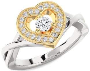 Diamond Silver & 10K gold Heart Promise Ring