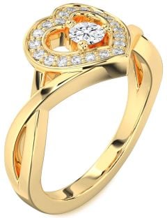 Diamond Gold Heart Promise Ring