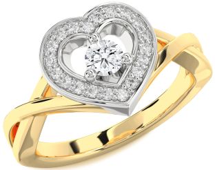 Diamond Platinum & Yellow Gold Heart Promise Ring