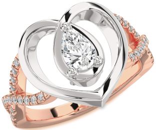 Diamond White Rose Gold Heart Solitaire Engagement Ring