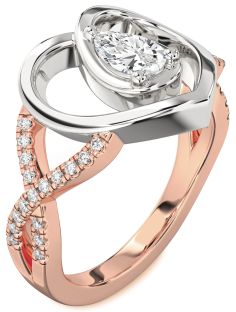 Diamond White Rose Gold Heart Solitaire Engagement Ring
