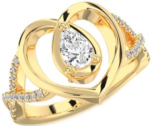 Diamond Gold Heart Solitaire Engagement Ring