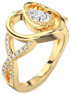 Diamond Gold Heart Solitaire Engagement Ring