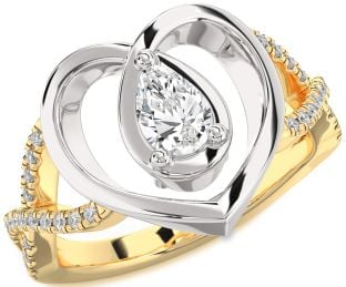 Diamond Platinum & Yellow Gold Heart Solitaire Engagement Ring