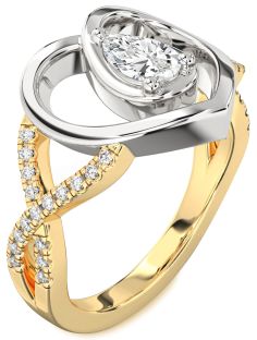 Diamond White Yellow Gold Heart Solitaire Engagement Ring