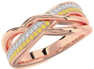 Yellow Diamond Rose Gold Infinity Round Promise Ring