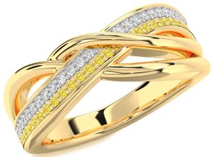 Yellow Diamond Gold Infinity Round Promise Ring