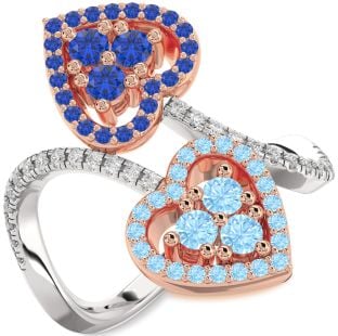 Diamond White Rose Gold Heart Two Stone Pave Promise Ring