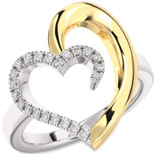Diamond Silver & 10K gold Heart Ring