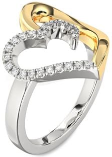 Diamond Silver & 10K gold Heart Ring