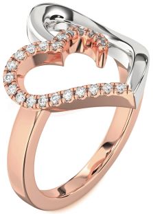 Diamond White Rose Gold Heart Ring