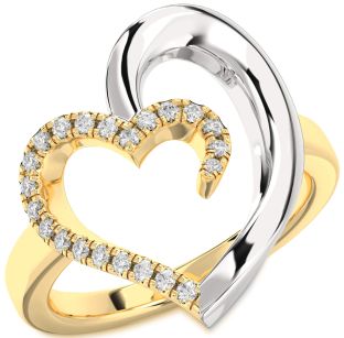 Diamond Platinum & Yellow Gold Heart Ring