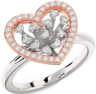 Diamond Platinum & Rose Gold Heart Ring