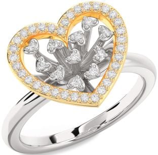 Diamond Silver & 10K gold Heart Ring