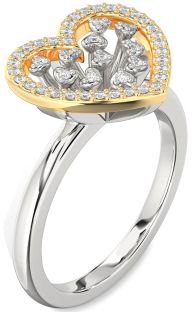 Diamond Silver & 10K gold Heart Ring