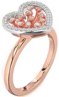 Diamond White Rose Gold Heart Ring