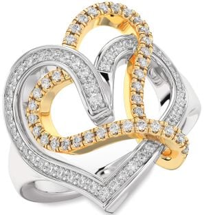 Diamond Silver & 10K gold Heart Ring