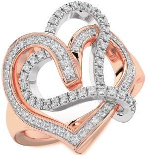 Diamond White Rose Gold Heart Ring