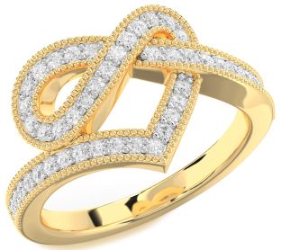 Diamond Gold Silver Infinity Heart Ring