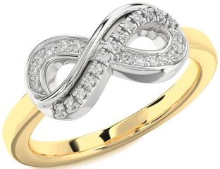 Diamond White Yellow Gold Infinity Round Ring