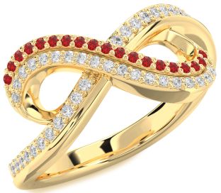 Diamond & Ruby Gold Infinity Round Pave Promise Ring