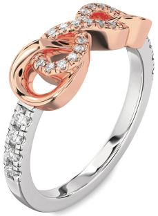 Diamond Silver & 10K Rose Gold Infinity Ring