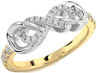 Diamond White Yellow Gold Infinity Ring