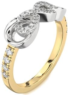 Diamond White Yellow Gold Infinity Ring