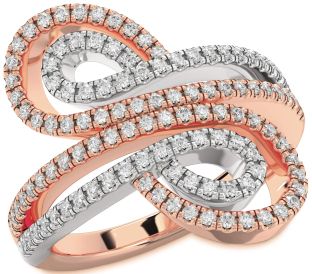 Diamond White Rose Gold Infinity Round Pave Ring