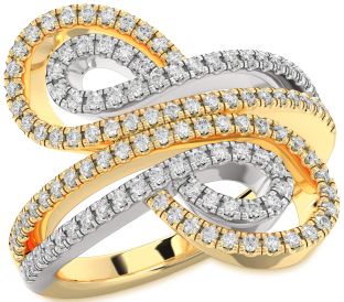 Diamond White Yellow Gold Infinity Round Pave Ring