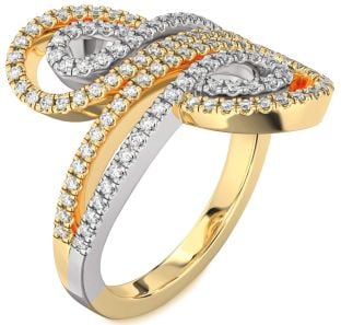 Diamond White Yellow Gold Infinity Round Pave Ring