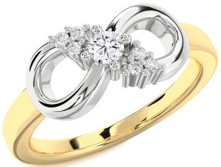 Diamond White Yellow Gold Infinity Round Promise Ring