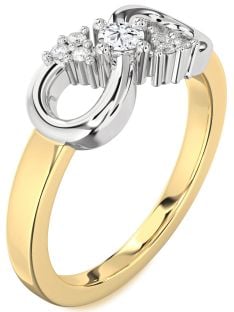 Diamond White Yellow Gold Infinity Round Promise Ring