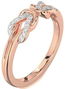 Diamond Rose Gold Infinity Knot Round Ring