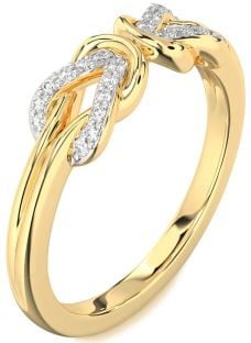 Diamond Gold Infinity Knot Round Ring