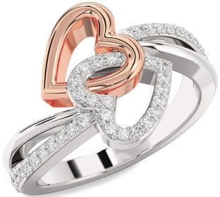 Diamond White Rose Gold Heart Ring