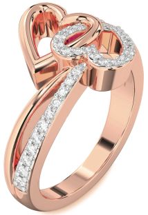 Diamond Rose Gold Heart Ring